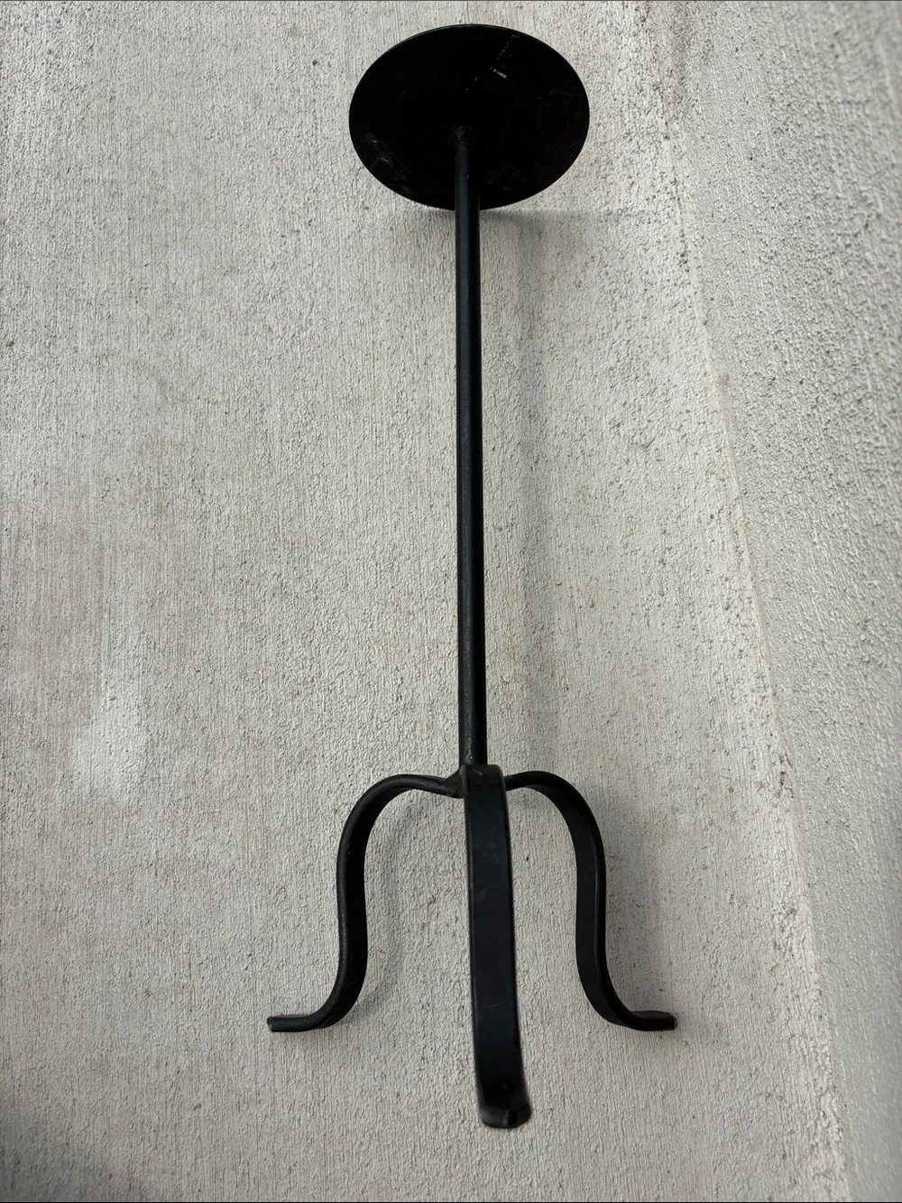 VTG Wrought Iron Floor Candlestick Stand Tripod Pricket Pillar Holder